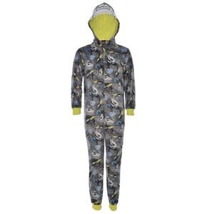 NASA 3D Gray FLEECE HOODED ZIP-UP ONESIE Pajamas-L